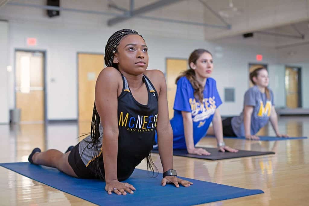 McNeese students in yoga class