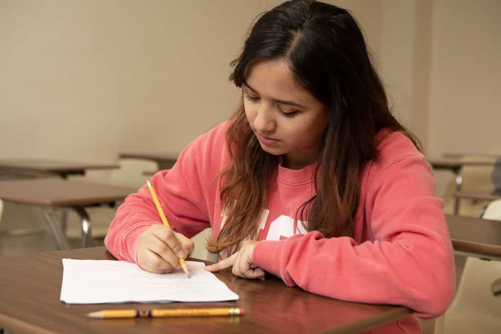 Student taking test