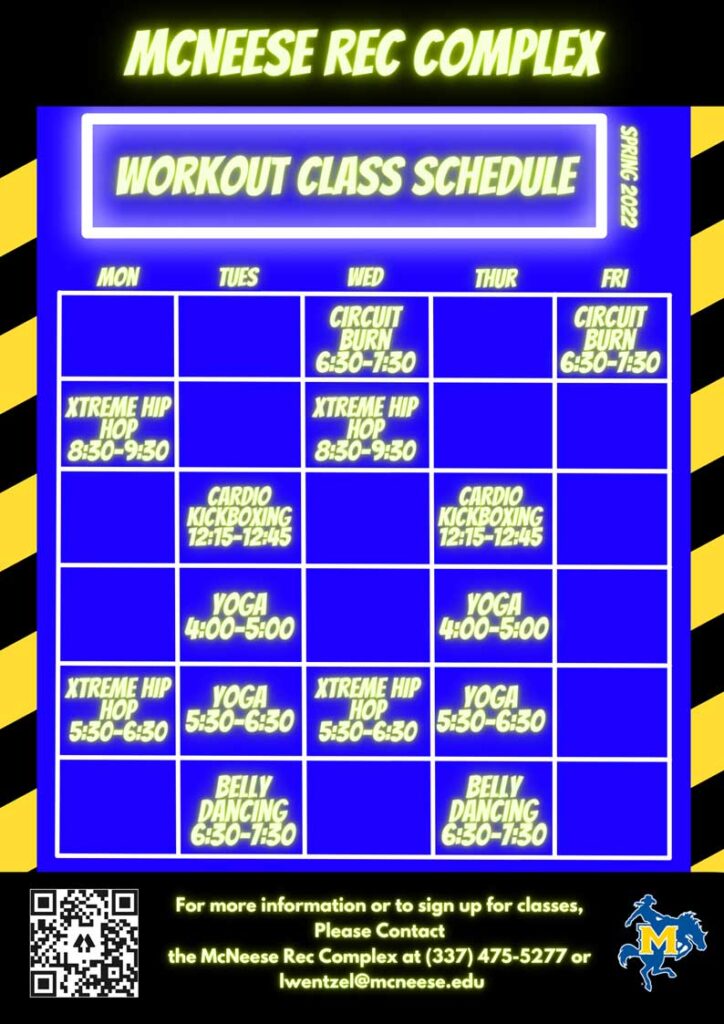 McNeese Spring Wellness Schedule