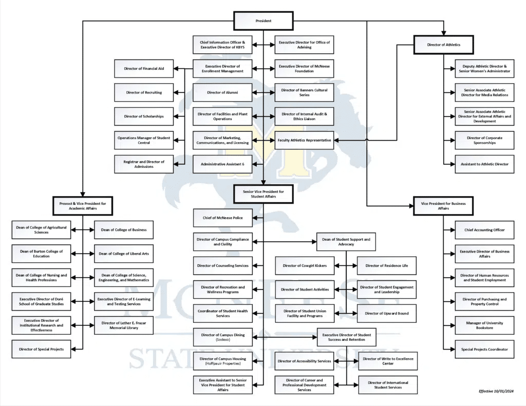 McNeese State University Organizational Chart