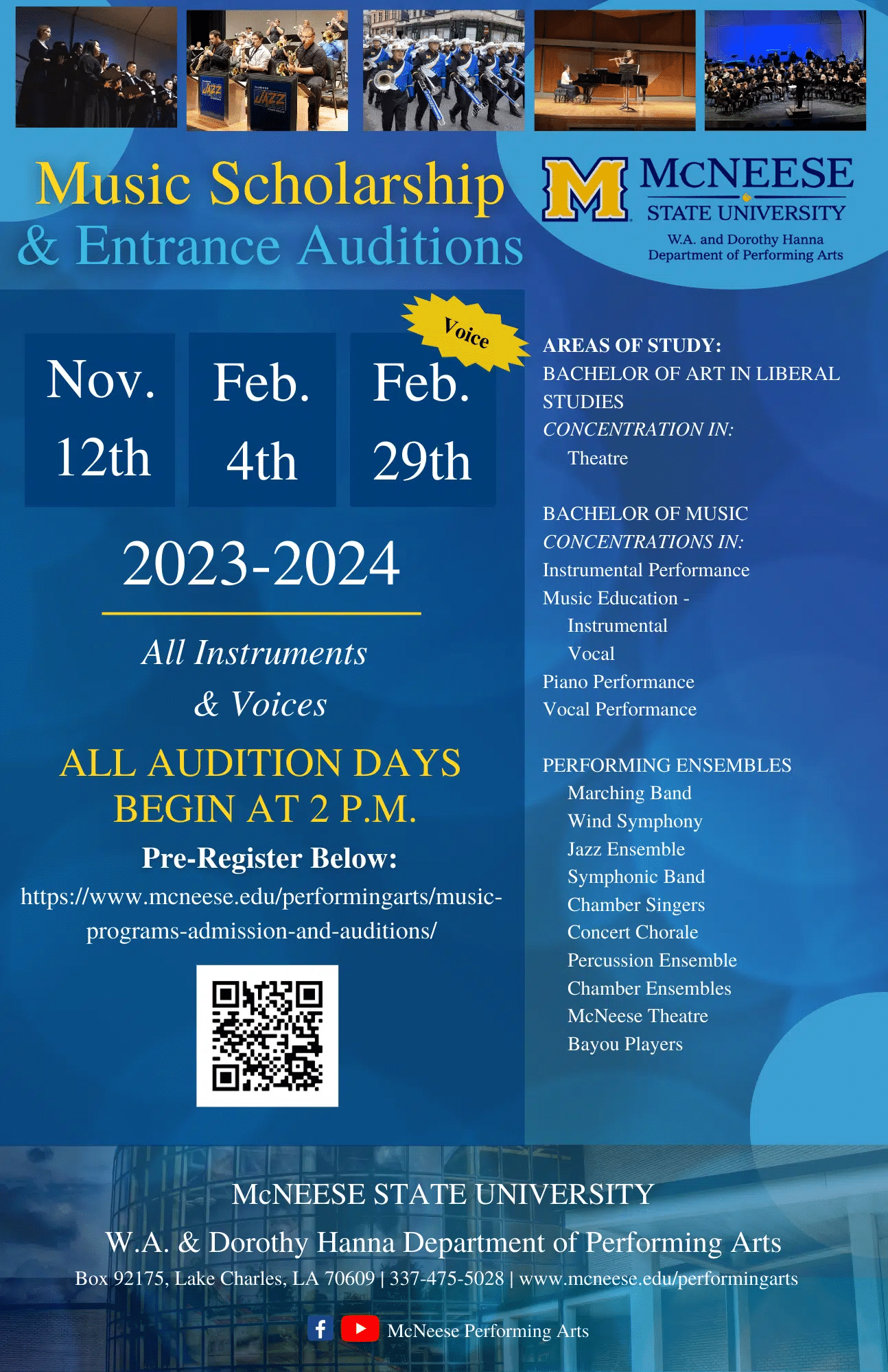 McNeese 2023-2024 Music Auditions