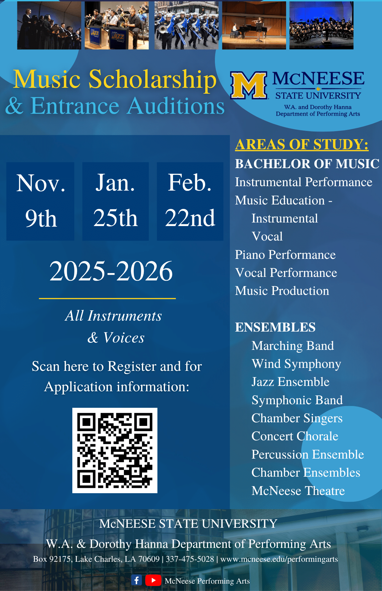 2025-2026 - McNeese Music Auditions Poster