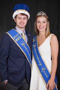 Keifer Ackley and Natalie Breaux with homecoming sash and crowns