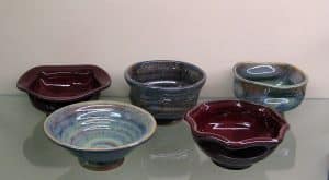 Five hand made ceramic bowls