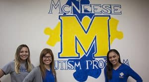 Kylie Hernandez, Linda Johnson and Jasmine Mitchell are all interns with the McNeese Autism Program