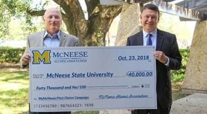 mcneese alumni campaign choice association donates cain james david president donation daryl dr jr right