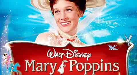 Movie poster featuring Julie Andrews as Mary Poppins