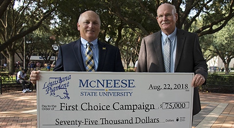 Dr. Daryl Burckel, McNeese President, and Tim Hall, Louisiana Pigment Plant Manager