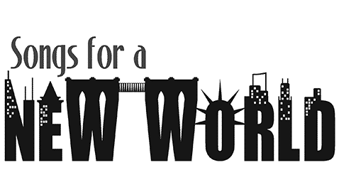 A series building and landmark silhouettes create the words New World.