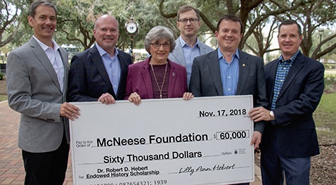 Foundation.Hebert Family donation.crop Butch Ferdinandsen, vice president of the foundation, Gerry, Lilly Ann, Greg, Edward and Chris.