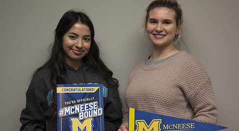 Dore.Horatio.Scholarship.Recipients.crop Farmina Islam, left, an engineering major, and Michelle Andrepont, a health and human performance major, are both Horatio Alger William J. Doré Louisiana Scholarship recipients at McNeese State University