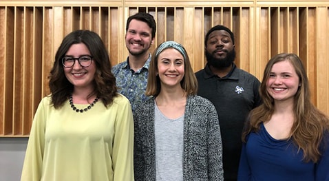 Five performers as part of the opera workshop