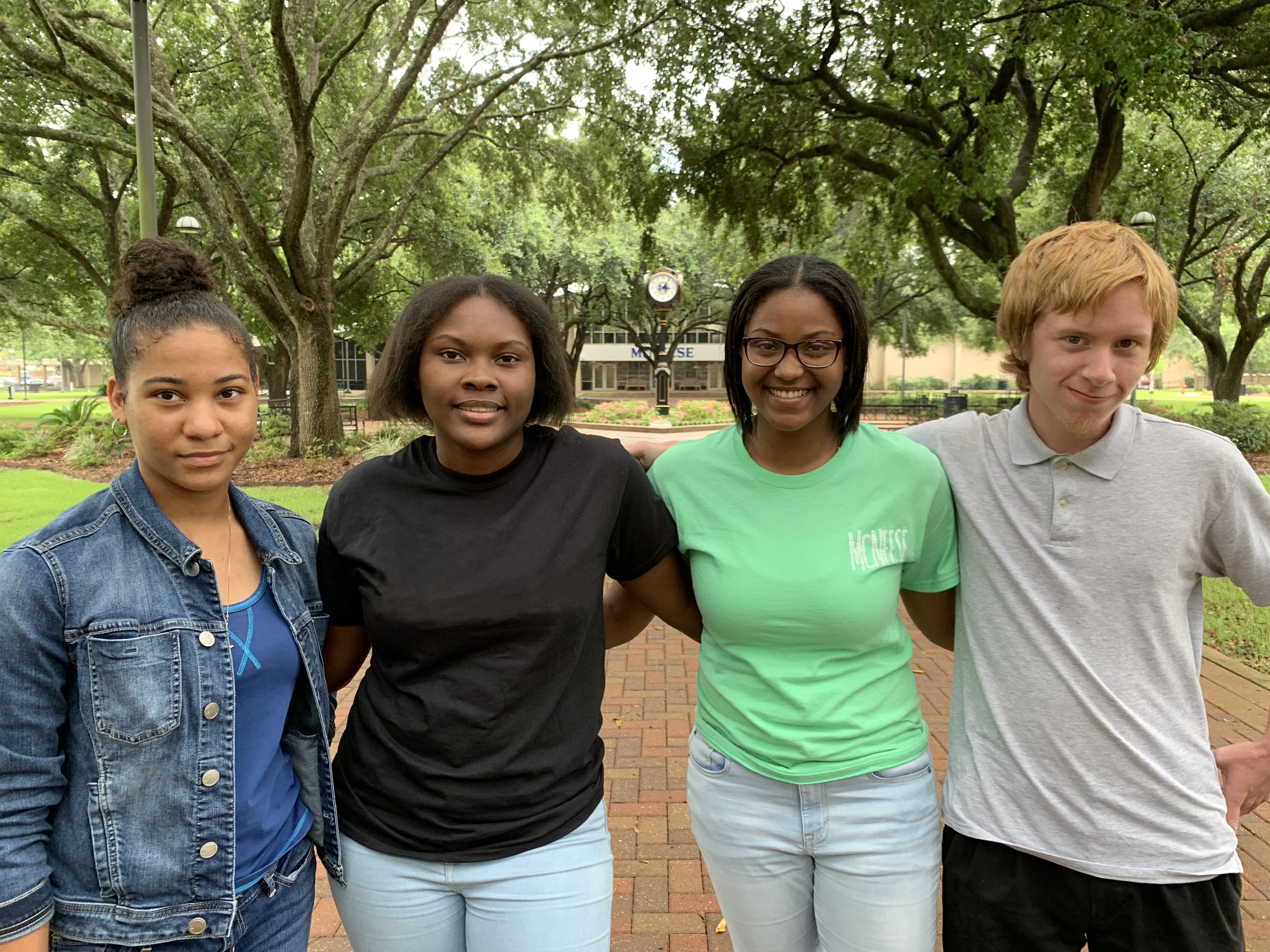 Upward Bound Portrait of students Takyra Gauthier, Audriana Obey, Jonae Vital and Alexander Roach