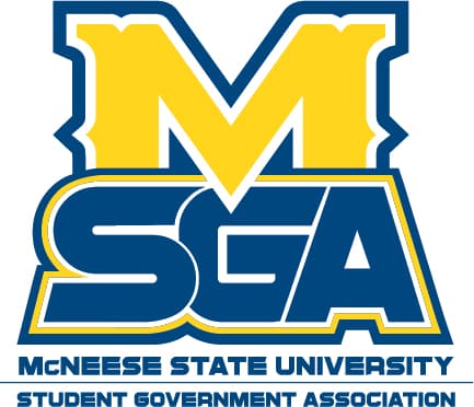 SGA logo includes the McNeese M with student government association