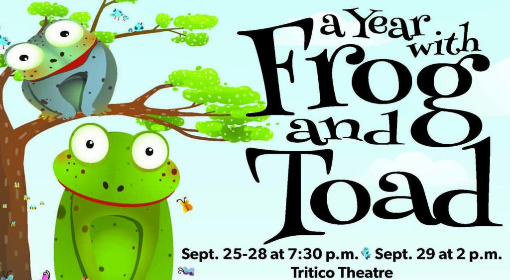 Poster with two frogs sitting in a tree.