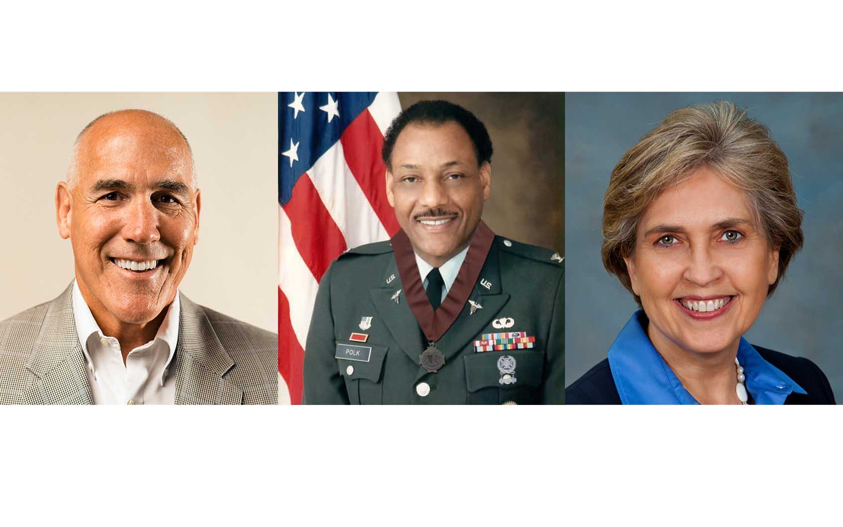 2019 Dis Alumni John Miller, Col. Polk and Cynthia Rougeau