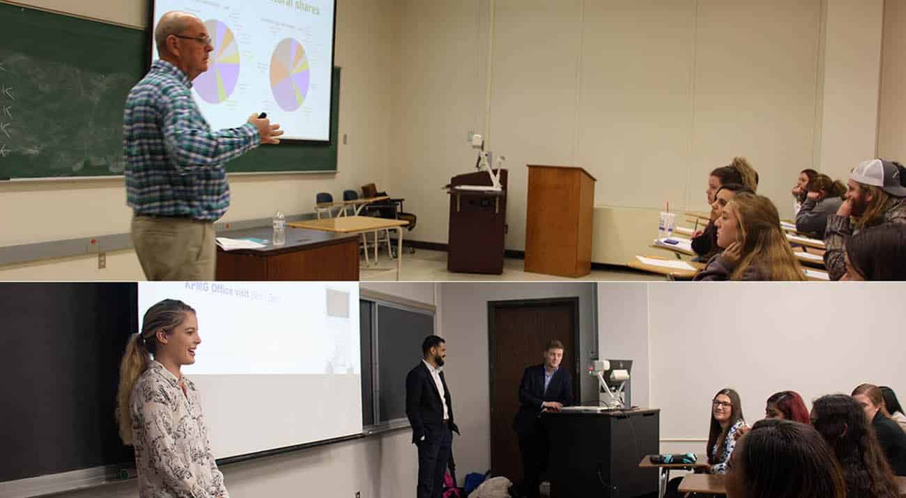 Oct 19 COB visits Various guests visited the College of Business to talk with students in the classroom.