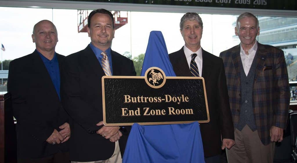 McNeese President, Dr. Daryl Burckel, Scott Doyle, Dr. David Buttross and McNeese Athletics Director, Bruce Hemphill.