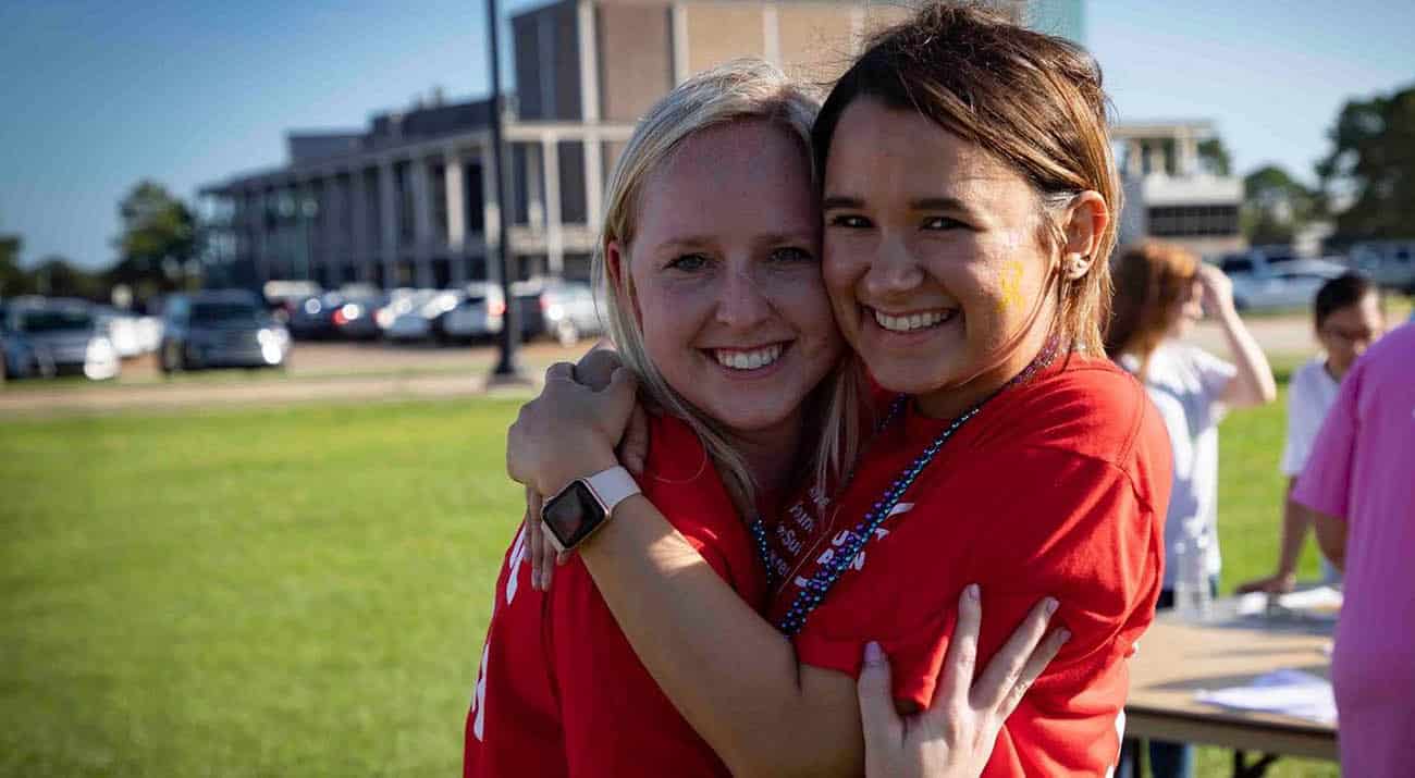 Caitlyn Kudrecki, left, and Caitlin Burcham, right, are graduate interns with the Kay Doré Counseling Center at McNeese State University