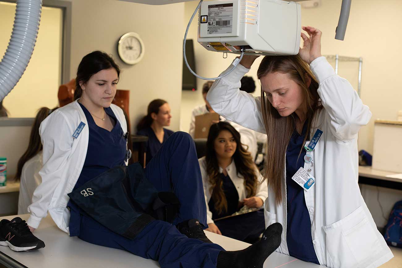 Rad Tech students practice x-ray placement