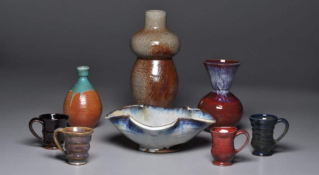 A selection of ceramic vases are displayed