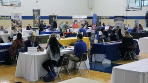 Students at teacher fair