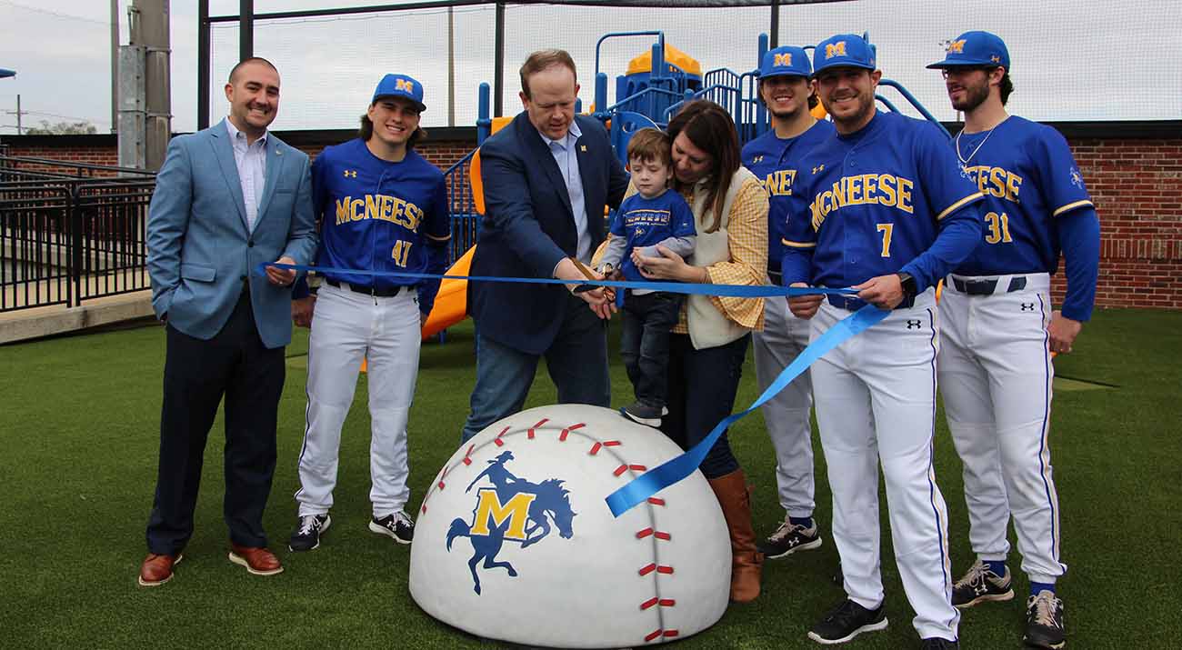 Tanner Stines, Interim Athletics Director, Will Dion, Pitcher, David Griffin, Jordan Griffin, Kimberly Griffin, Sean-Michael Brady, Pitcher, Justin Hill, Head Baseball Coach, and Zack May, Pitcher.