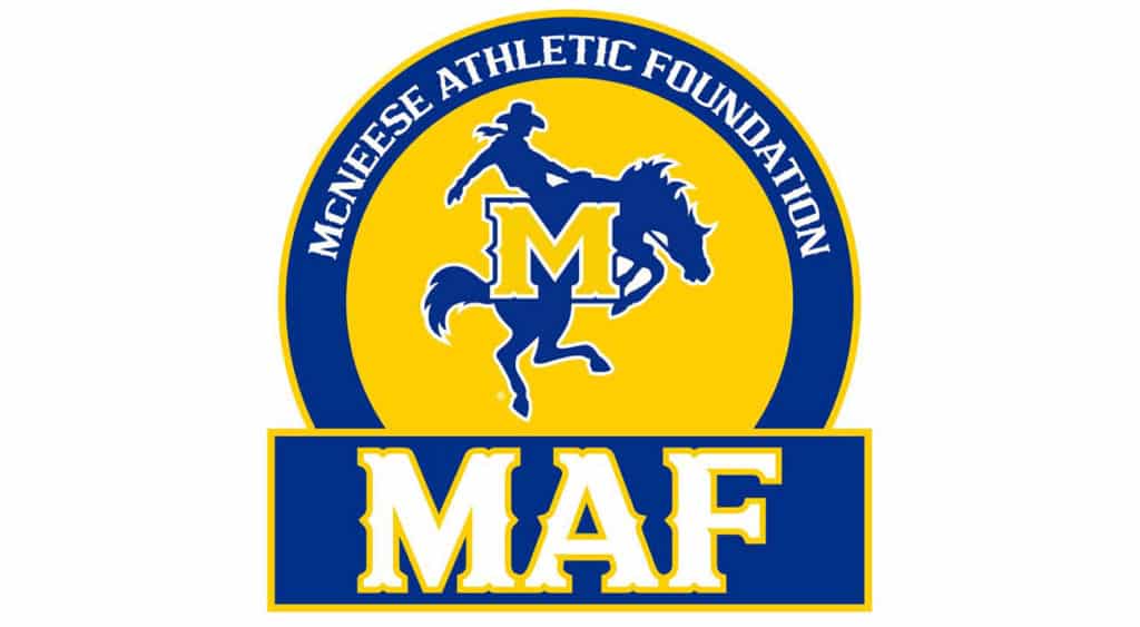 A horse and rider for the McNeese Athletic Foundation logo