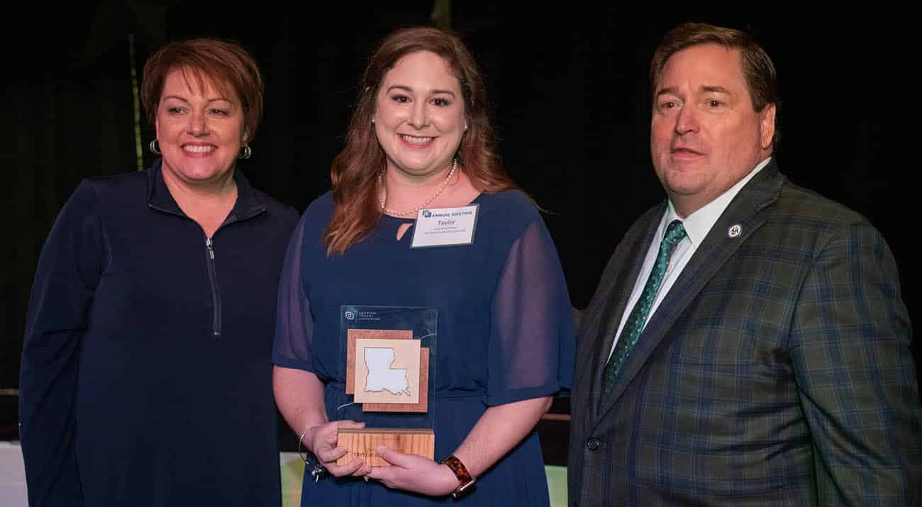 L to R): Jill Kidder, President and CEO of Louisiana Travel Association; Taylor Beard Stanley, Senior Sales Manager of Visit Lake Charles; and Lieutenant Governor Billy Nungesser.