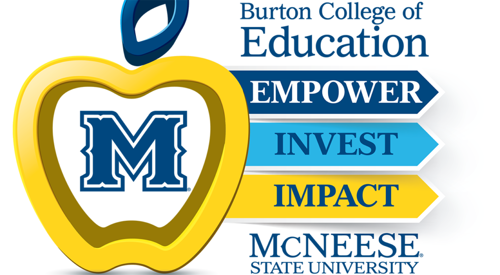 An apple makes up the Burton College of Education logo