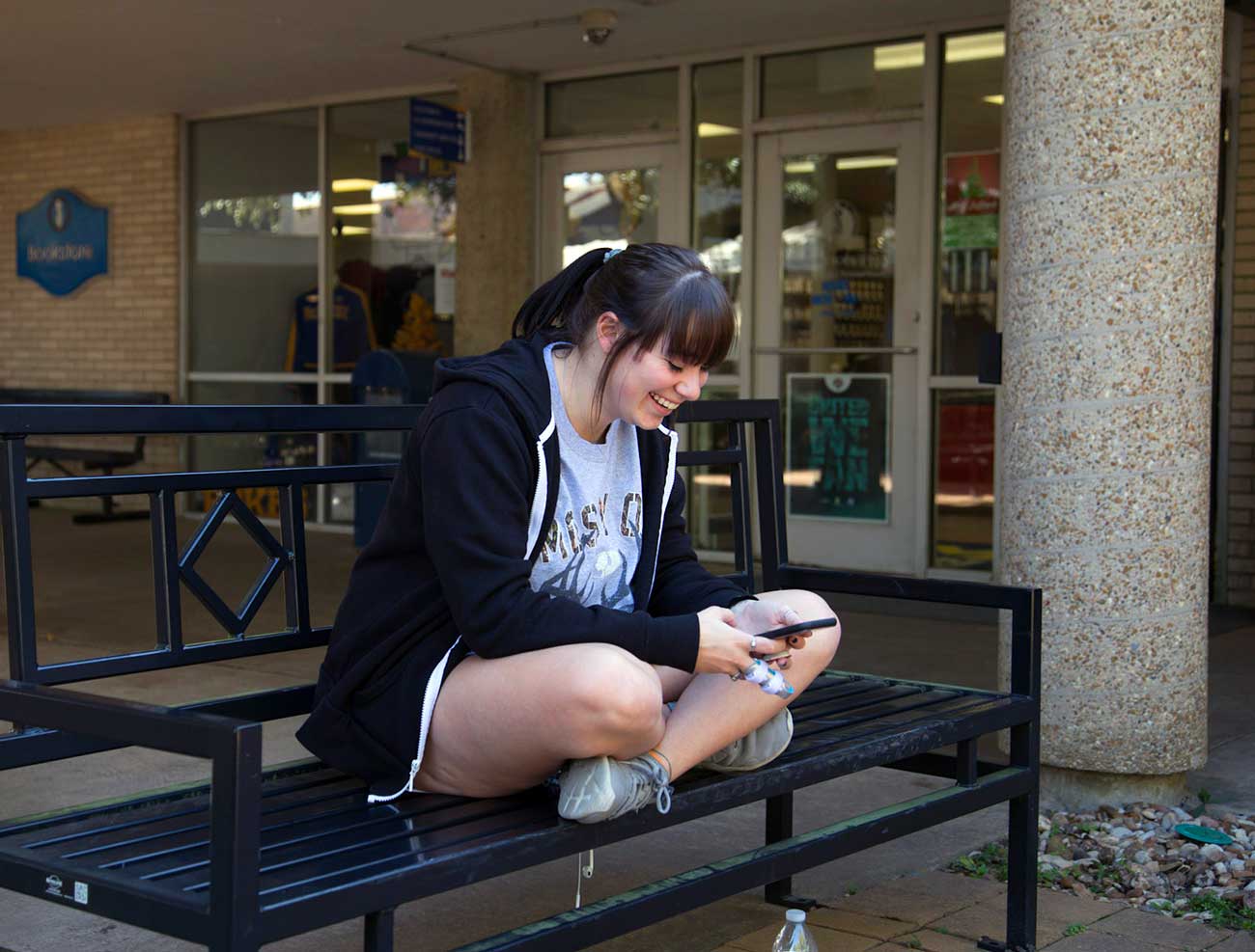 Student on phone