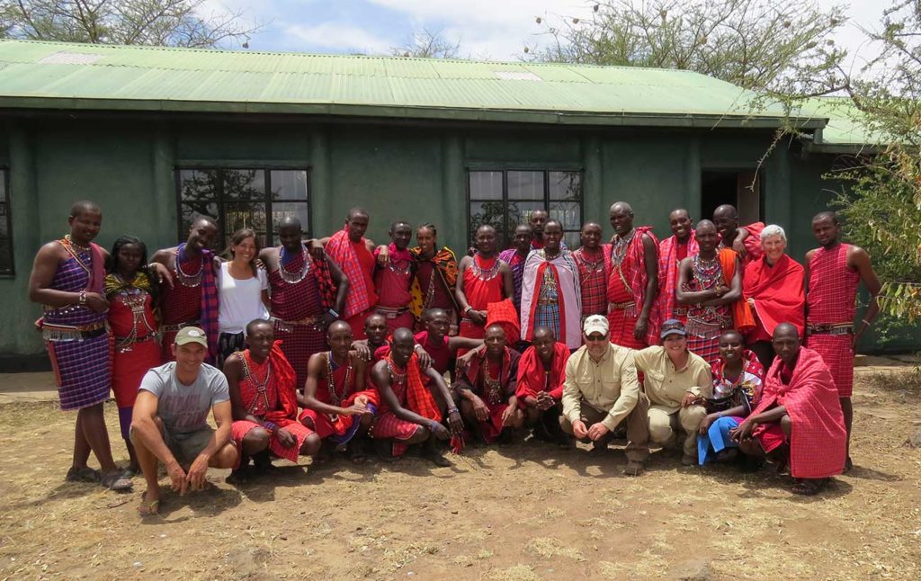 Brian Johnson and his wife, Kitty, with students at Koiyaki Guide School