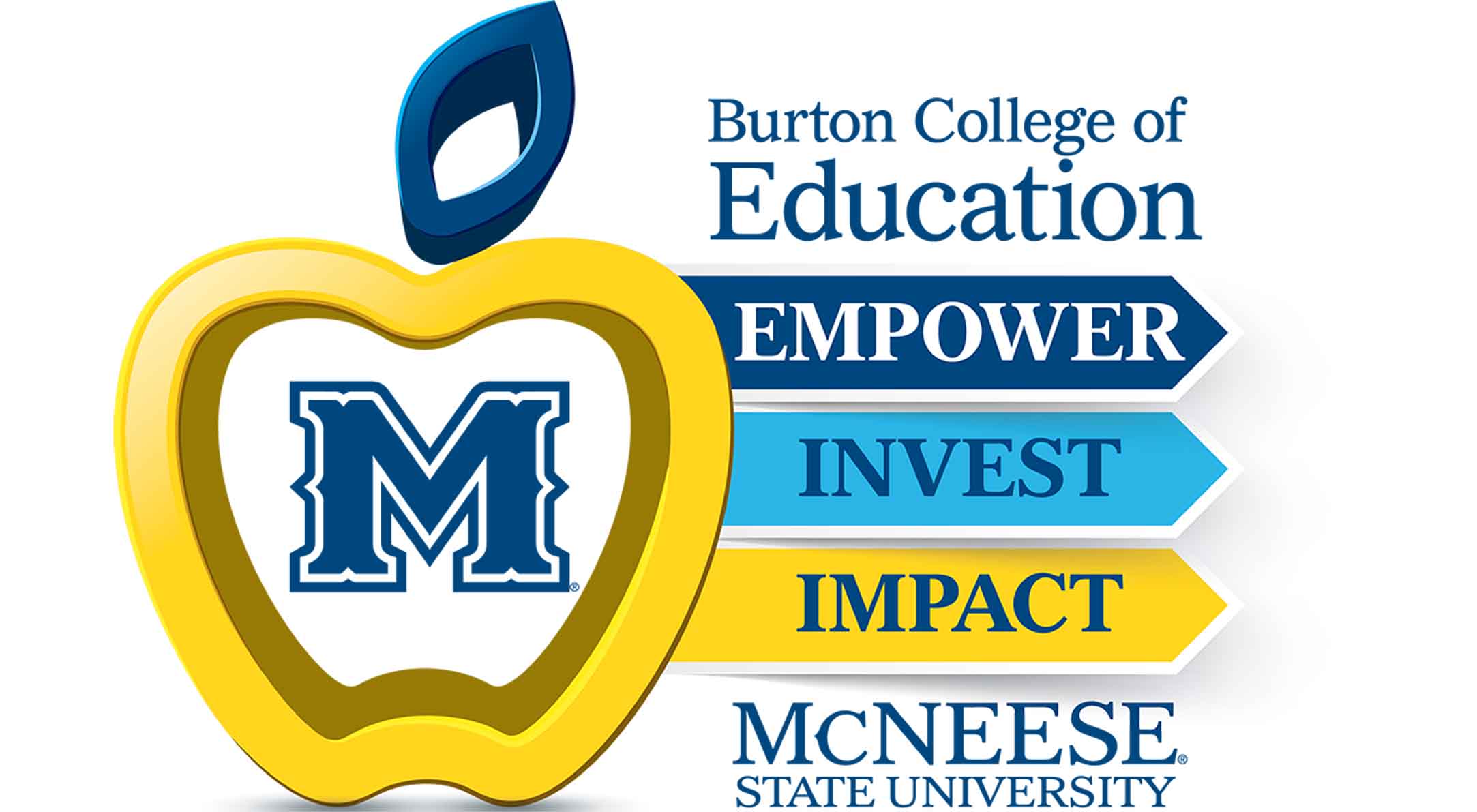 An apple makes a logo for the Burton College of Education.