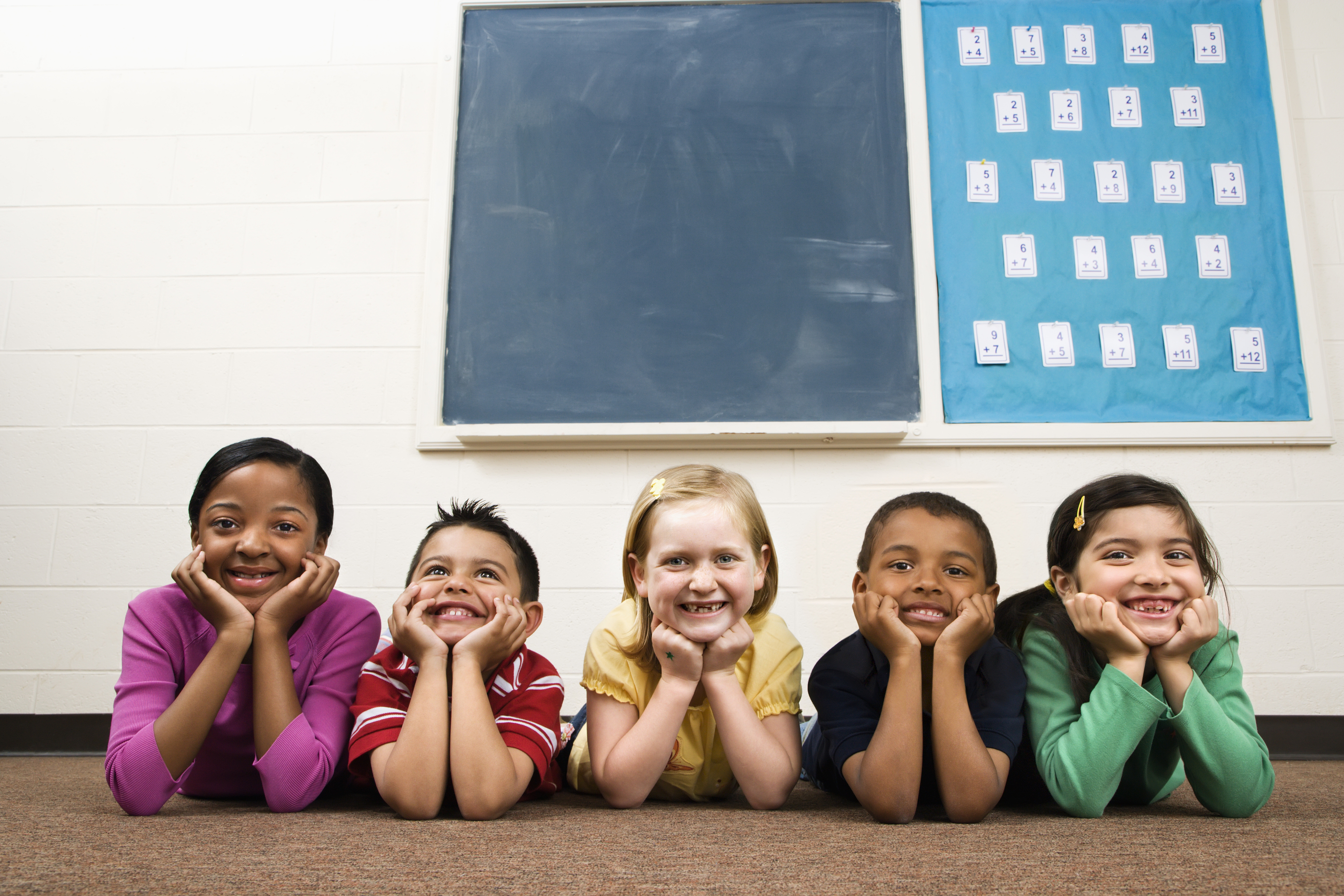 Students Lying on Floor in Classroom
