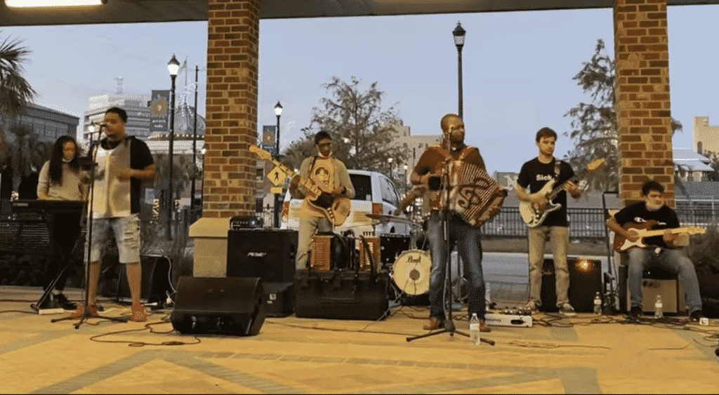 The Zyde-Pokes with their instruments.