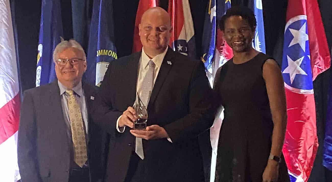 Pictured left to right are Wright Tilley, Executive Director of Watauga County Tourism Development Authority, Mayor Nic Hunter, and Monica Smith, President/CEO of the Southeast Tourism Society.