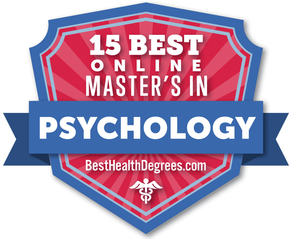 A badge stating 15 best online master's in psychology