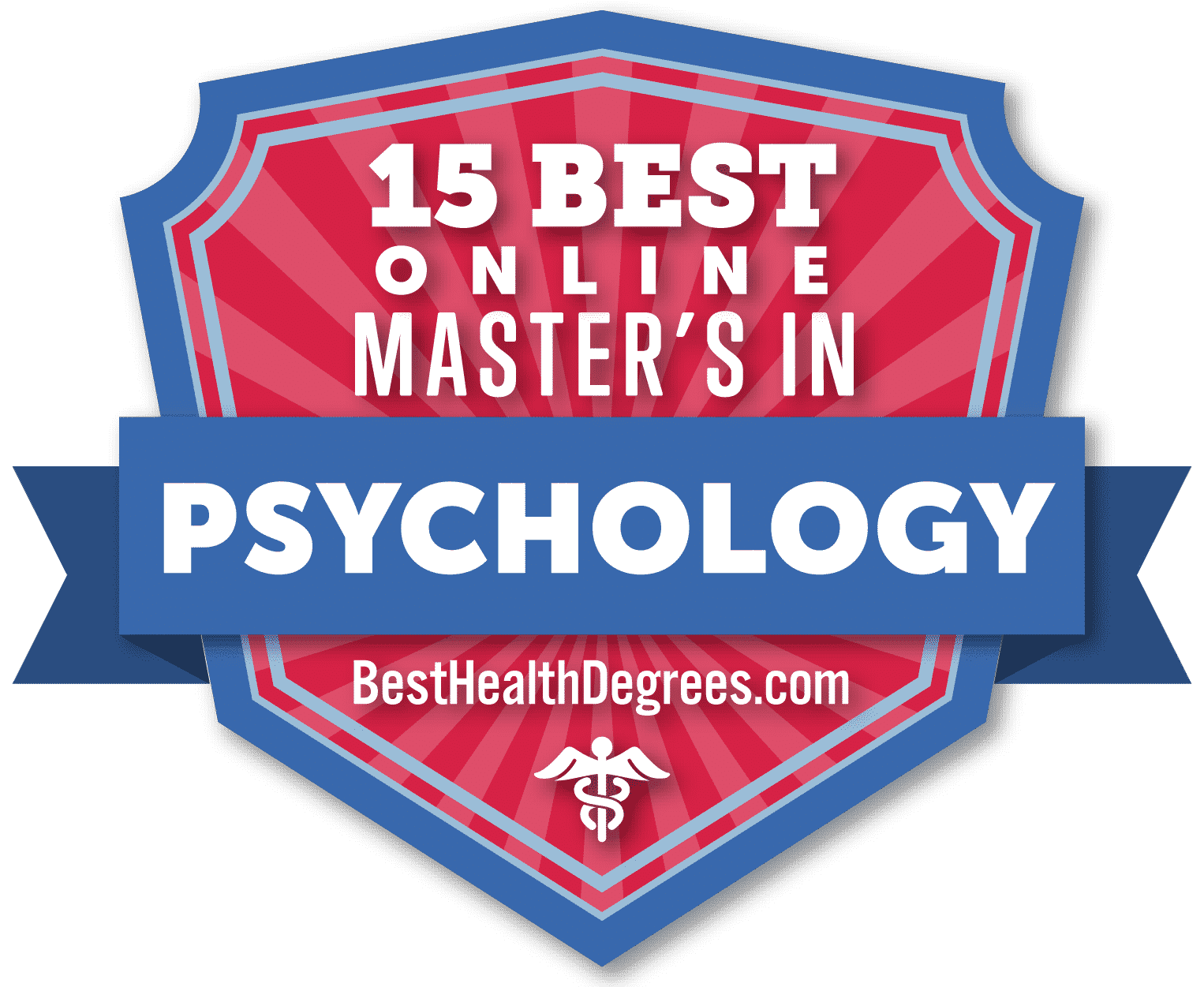 A badge stating 15 best online master's in psychology