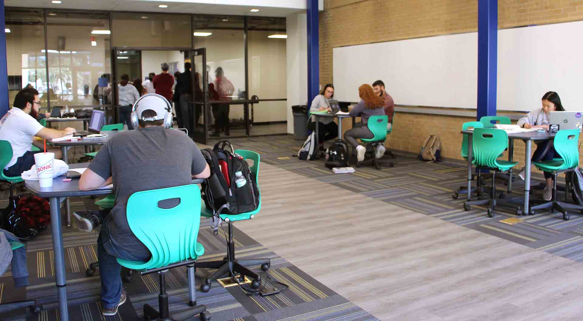 Students study in the new Engineering and Computer Science Center