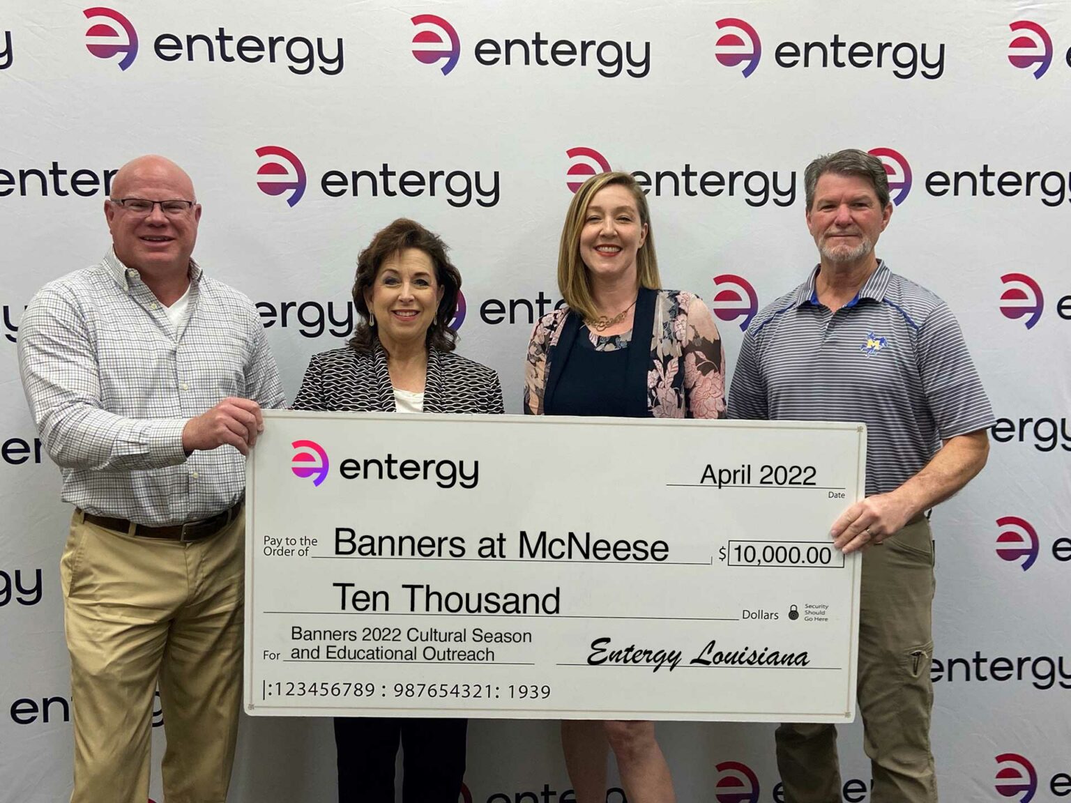 Banners at McNeese Receives Donation from Entergy Louisiana McNeese