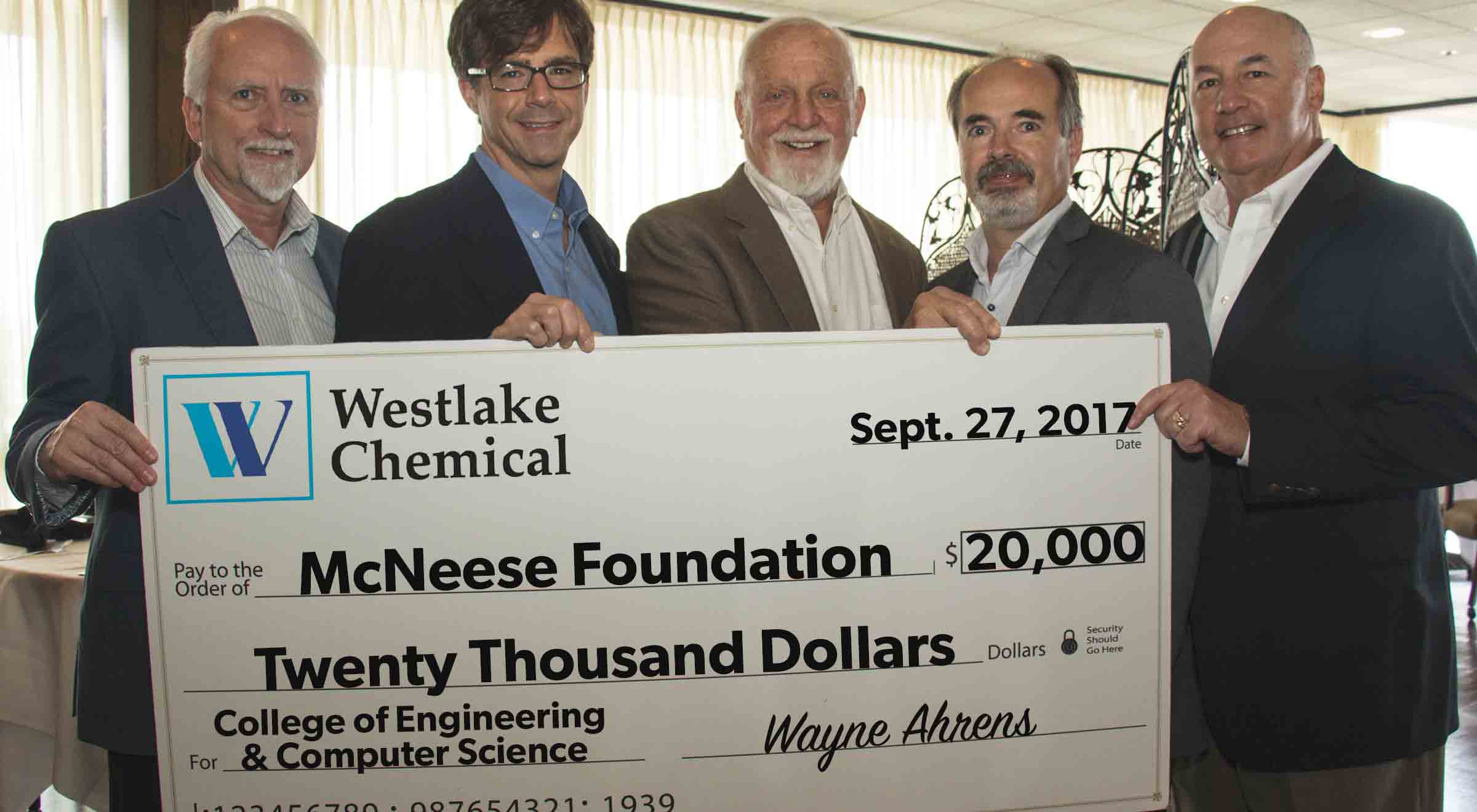 McNeese Receives Donation from Westlake Chemical