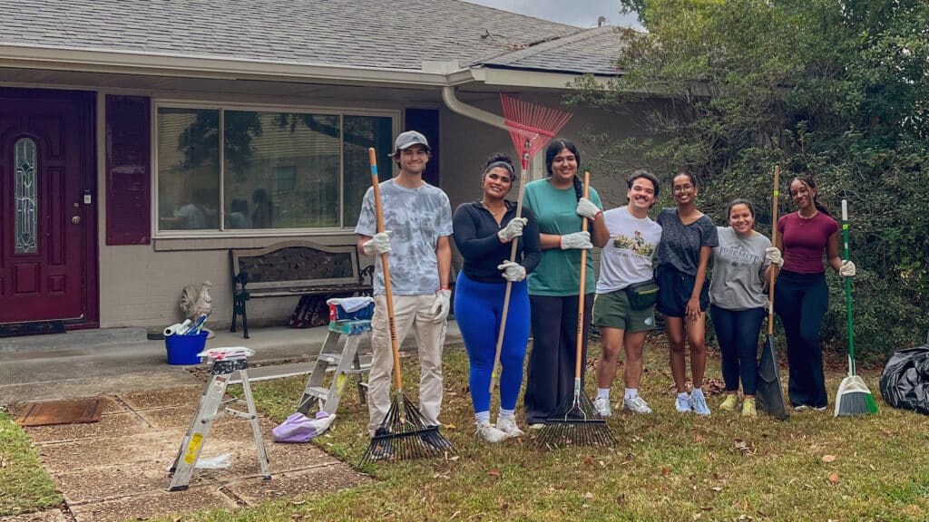 McNeese students volunteering.