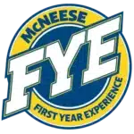 McNeese First Year Experience logo in blue and yellow.