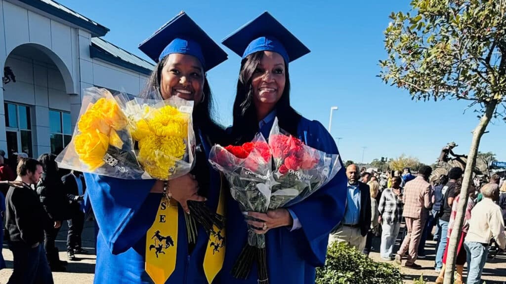 McNeese State University graduates Lori Ned and her mother, Hilda Ned.