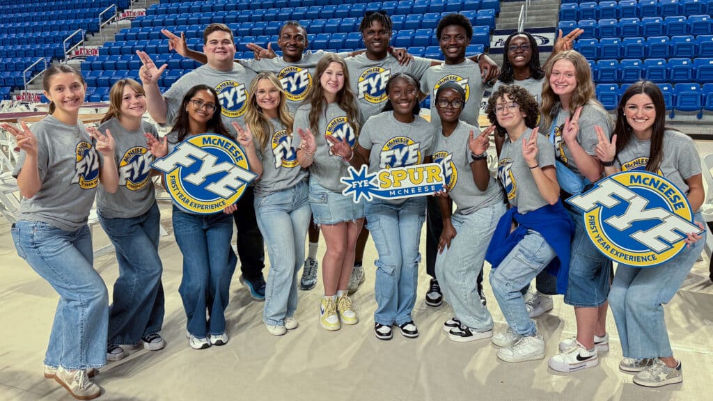 A group of McNeese students who are FYE mentors.