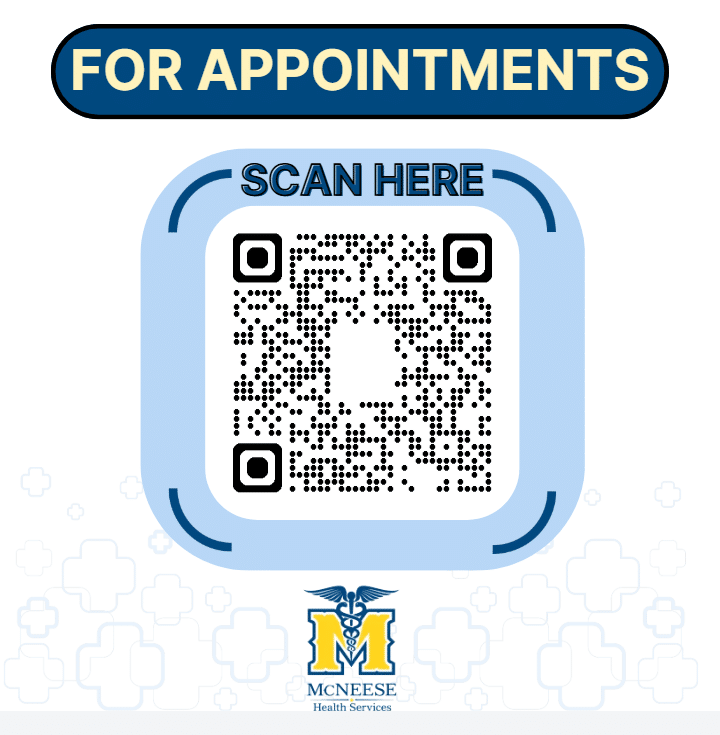 QR Code to set up Student Health Services clinic appointment