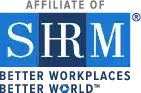 SHRM logo in blue and white, representing the Society for Human Resource Management