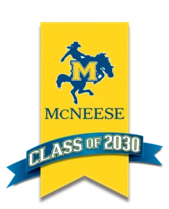 McNeese State University Class of 2030 logo with cowboy on horse.
