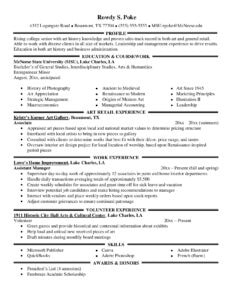 Arts and Sciences Resume
