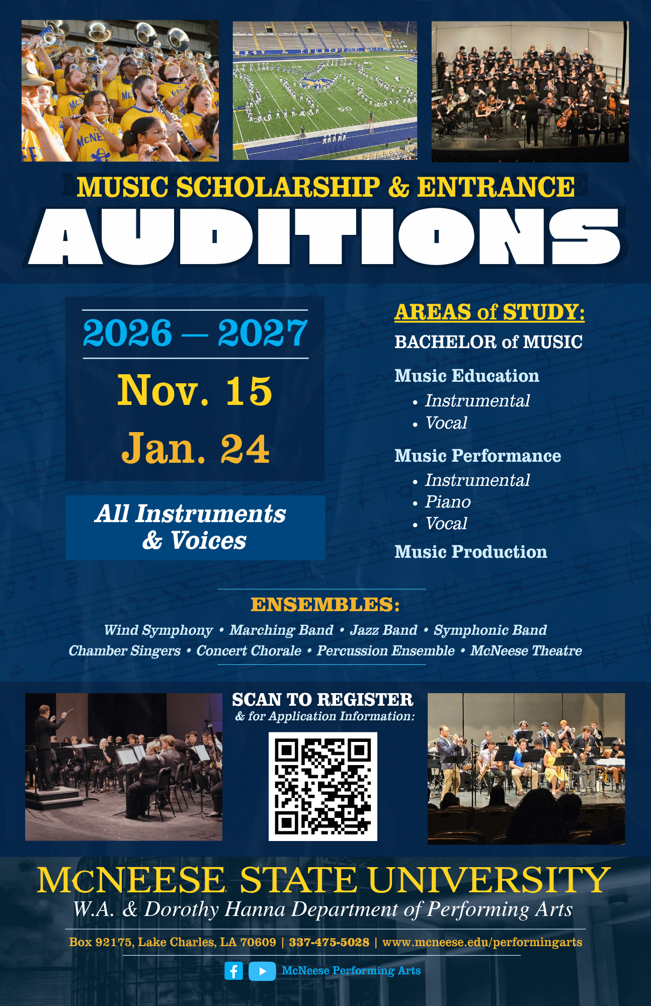 2026-27 Performing Arts Audition Poster